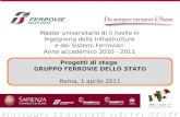 Master universitario di II livello in Ingegneria delle Infrastrutture e dei Sistemi Ferroviari Anno accademico 2010 - 2011 Progetti di stage GRUPPO FERROVIE.