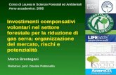 Investimenti compensativi volontari nel settore forestale per la riduzione di gas serra: organizzazione del mercato, rischi e potenzialità Marco Brentegani.