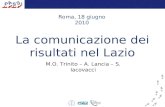 La comunicazione dei risultati nel Lazio M.O. Trinito – A. Lancia – S. Iacovacci Roma, 18 giugno 2010.