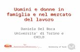 University of Turin 1 Uomini e donne in famiglia e nel mercato del lavoro Daniela Del Boca Universita di Torino e CHILD.