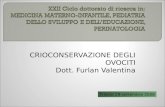 CRIOCONSERVAZIONE DEGLI OVOCITI Dott. Furlan Valentina Trieste 29-settembre 2008.