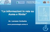 Le informazioni in rete su Asma e Rinite Dr. Lorenzo Corbetta  Università degli Studi di Modena e Reggio Emilia Modena 07/05/2004.