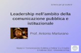 Leadership nell'ambito della comunicazione pubblica e istituzionale Prof. Antonio Marturano Master in "Comunicazione Pubblica e Politica" (I e II livello)