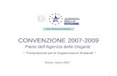 1 CONVENZIONE 2007-2009 Piano dellAgenzia delle Dogane - Presentazione per le Organizzazioni Sindacali - Roma, marzo 2007 Ufficio Pianificazione Strategica.