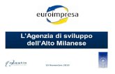 10 Novembre 2010. Euroimpresa – agenzia di sviluppo Tecnocity Alto Milanese Mission del BIC: numeri, servizi Euroimpresa come soggetto operativo del Sistema.