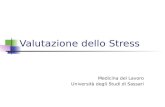 Valutazione dello Stress Medicina del Lavoro Università degli Studi di Sassari.