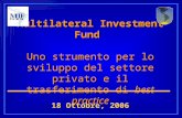 Multilateral Investment Fund Uno strumento per lo sviluppo del settore privato e il trasferimento di best practice 18 Ottobre, 2006.