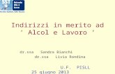 Indirizzi in merito ad Alcol e Lavoro dr.ssa Sandra Bianchi dr.ssa Livia Rondina U.F. PISLL 25 giugno 2013.
