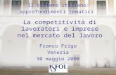 La competitività di lavoratori e imprese nel mercato del lavoro Franco Frigo Venezia 30 maggio 2008 Il sistema italiano: approfondimenti tematici.