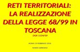 RETI TERRITORIALI: LA REALIZZAZIONE DELLA LEGGE 68/99 IN TOSCANA DGR 1154/09 ROMA 19 FEBBRAIO 2010 MARIO SERRANO.