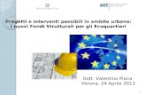 1 Progetti e interventi possibili in ambito urbano: i nuovi Fondi Strutturali per gli Ecoquartieri Dott. Valentino Piana Verona, 24 Aprile 2013.