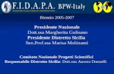 Biennio 2005-2007 Presidente Nazionale Dott.ssa Margherita Gulisano Presidente Distretto Sicilia Sen.Prof.ssa Marisa Moltisanti Comitato Nazionale Progetti.