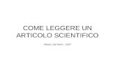 COME LEGGERE UN ARTICOLO SCIENTIFICO Alberto Dal Molin - 2007.