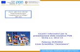 Incontri informativi per la presentazione delle iniziative PON Sicilia a.s. 2012-13 Palermo 25/9/2012 Liceo Scientifico Cannizzaro P.O.N. 2007 IT 05 1.