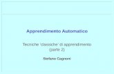 Apprendimento Automatico Tecniche classiche di apprendimento (parte 2) Stefano Cagnoni.