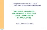 Programmazione 2014-2020 ……. verso lAccordo di Partenariato VALORIZZAZIONE, GESTIONE E TUTELA DELLAMBIENTE (TAVOLO B) Roma, 19 febbraio 2013 1-23.