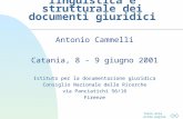 Torna alla prima pagina Strumenti per lanalisi linguistica e strutturale dei documenti giuridici Antonio Cammelli Catania, 8 - 9 giugno 2001 Istituto per.