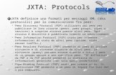 JXTA: Protocols JXTA definisce una formati per messaggi XML (aka protocolli) per la comunicazione fra peer: Peer Discovery Protocol (PDP) utilizzato dai.