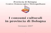 1 Provincia di Bologna Centro Demoscopico Metropolitano I consumi culturali in provincia di Bologna Gennaio 2007.