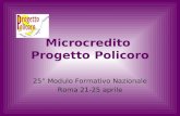 Microcredito Progetto Policoro 25° Modulo Formativo Nazionale Roma 21-25 aprile.