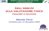 DALLANALISI ALLA VALUTAZIONE CIVICA Concetti e tecniche Alessio Terzi Grottaferrata, 21 Novembre 2008.