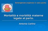 Mortalità e morbilità materne legate al parto. Antonia Carlino Emergenze-urgenze in sala parto.
