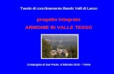 Progetto integrato ARMONIE IN VALLE TESSO Compagnia di San Paolo, 8 febbraio 2010 - Torino Tavolo di coordinamento Bando Valli di Lanzo.