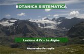 Lezione 4 IV – Le Alghe BOTANICA SISTEMATICA Alessandro Petraglia.