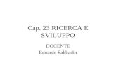 Cap. 23 RICERCA E SVILUPPO DOCENTE Edoardo Sabbadin.