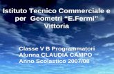 Istituto Tecnico Commerciale e per Geometri E.Fermi Vittoria Classe V B Programmatori Alunna CLAUDIA CAMPO Anno Scolastico 2007/08.