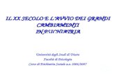 IL XX SECOLO E LAVVIO DEI GRANDI CAMBIAMENTI IN PSICHIATRIA Università degli Studi di Trieste Facoltà di Psicologia Corso di Psichiatria Sociale a.a. 2006/2007.