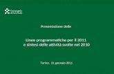 Presentazione delle Linee programmatiche per il 2011 e sintesi delle attività svolte nel 2010 Torino, 31 gennaio 2011.