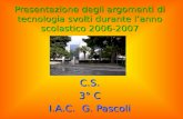 Presentazione degli argomenti di tecnologia svolti durante lanno scolastico 2006-2007 C.S. 3° C I.A.C. G. Pascoli.