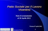 1 Patto Sociale per il Lavoro Vicentino Vicenza 27 aprile 2012 Stato di avanzamento al 18 Aprile 2012 Provincia di Vicenza.