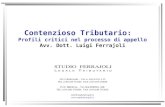 Contenzioso Tributario: Profili critici nel processo di appello Avv. Dott. Luigi Ferrajoli 24121 B ERGAMO - V IA A. L OCATELLI, 25 TEL (+39) 035 271060.