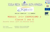 NUCLEO TEMATICO : IL NUMERO MODULO: 2+1= COOPERIAMO 2 Classe I sez E Docente tutor: prof.ssa Daniele Santa Prot. avviso AOODGAI / 3764 del 30/07/2009 Prot.