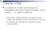 Tabelle HTML Le tabelle in HTML permettono di formattare del testo, delle immagini, altre tabelle … in righe e colonne. Per poter affiancare due immagini.