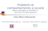 Problemi di comportamento a scuola Quali tipologie di bambini e principi di osservazione Gian Marco Marzocchi Università di Milano-BicoccaCentro per lEtà