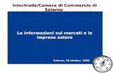 Le informazioni sui mercati e le imprese estere Salerno, 26 ottobre 2006 Intertrade/Camera di Commercio di Salerno.