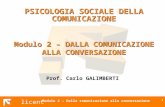 Licent Modulo 2 – Dalla comunicazione alla conversazione 1 PSICOLOGIA SOCIALE DELLA COMUNICAZIONE Modulo 2 – DALLA COMUNICAZIONE ALLA CONVERSAZIONE Prof.