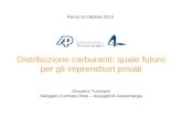 Distribuzione carburanti: quale futuro per gli imprenditori privati Roma 10 Ottobre 2013 Giovanni Turriziani Delegato Comitato Rete – Assopetroli Assoenergia.