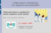 LInfermiere e lambiente: un rapporto ecosostenibile 25 maggio 2007 Collegio Provinciale IP.AS.VI. - Ferrara Infermieristica e ambiente: quale impatto sulla.