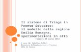 Il sistema di Triage in Pronto Soccorso: il modello della regione Emilia Romagna, sperimentazioni in atto Ferrara 10 marzo 2012 A cura di: Cristina Fabbri.