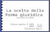 La scelta della forma giuridica (versione 01_2010) Classe quarta A IGEA a.s. 2009 – 2010 Salvatore Nucci.
