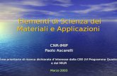 Elementi di Scienza dei Materiali e Applicazioni Elementi di Scienza dei Materiali e Applicazioni CNR-IMIP Paolo Ascarelli Area prioritaria di ricerca.