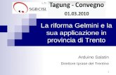 1 La riforma Gelmini e la sua applicazione in provincia di Trento Arduino Salatin Direttore Iprase del Trentino.