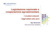 I risultati ottenuti negli ultimi otto anni Legislazione nazionale e cooperazione agroalimentare Ugo Menesatti Area economico normativa.
