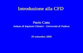 Introduzione alla CFD Paolo Canu Istituto di Impianti Chimici - Università di Padova 29 settembre 2000.