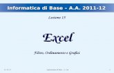 21-12-111Informatica di Base - J. Lin1 Informatica di Base – A.A. 2011-12 Lezione 15 Excel Filtro, Ordinamento e Grafici.