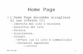 Web Design1 Home Page LHome Page dovrebbe accogliere al suo interno (I) –Identità del sito e missione –Gerarchia del sito –Ricerca –Scorciatoie… –Stimoli.